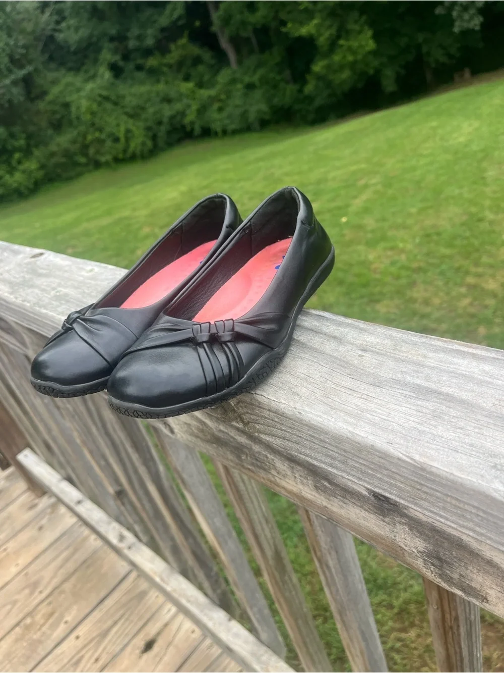 Girls' Black Dress Flats with Pink Insole